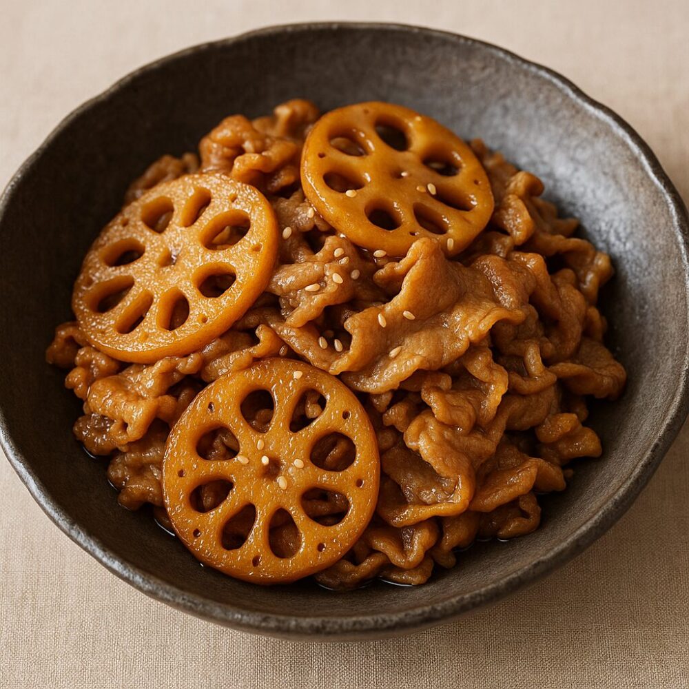 冷え性改善食豚肉とレンコンの甘辛煮